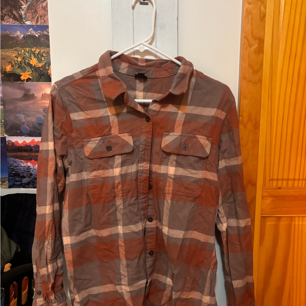 Patagonia Tan and Brown Checkered Shirt